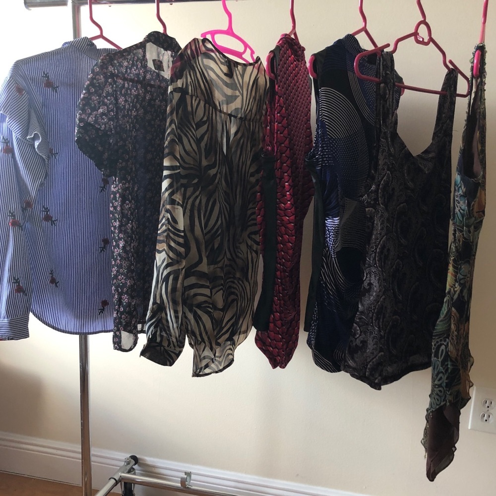 BUNDLE of 6 Pattern Blouses, size Petite Medium - Picture 3 of 8